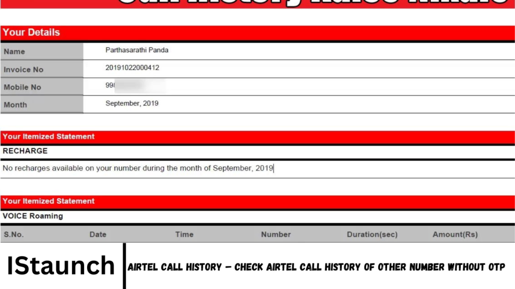Airtel Call History